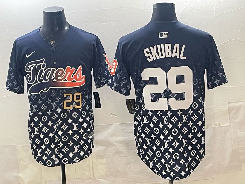 Men 2026 Detroit Tigers #29 Skubal Blue Game Nike MLB Jersey 03->detroit tigers->MLB Jersey